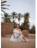 Off Shoulder Ivory Lace Wedding Dress With Court Train